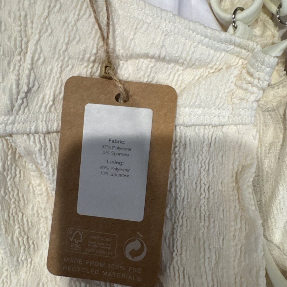 Samiol Two Piece Swimsuit Ruffled Size M Medium Cream Tankini Set NEW NWT - Picture 12 of 16